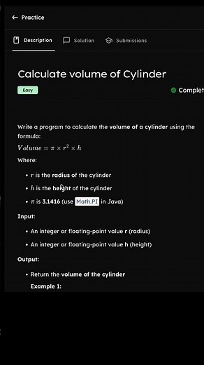 Calculate Volume of a Cylinder | Java Coding Question | Java for Beginners