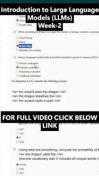 NPTEL Introduction to Large Language Models(LLMs) Week 2 Assignment Answers | noc26-cs88