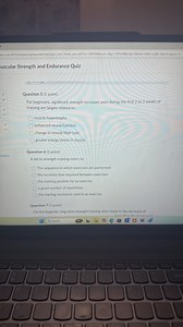 Muscular Strength and Endurance QuizQuestion 5 (1 point)For ... | Filo