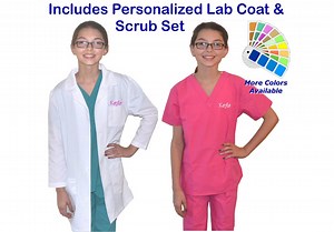 Personalized Kids Lab Coat and Scrub Set for Little Doctors and Nurses - Etsy