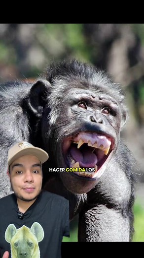 Un mapache curioso en el hábitat de chimpancés