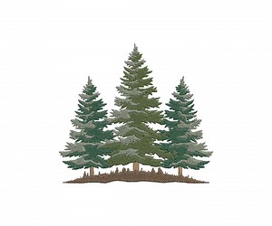 Evergreen Fir Trees on Hill Embroidery Design Firsno: Nature Landscape Pattern (instant Download) - Etsy