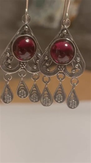 Red Garnet Filigree Dangle Earrings: 925 Sterling Silver - Etsy