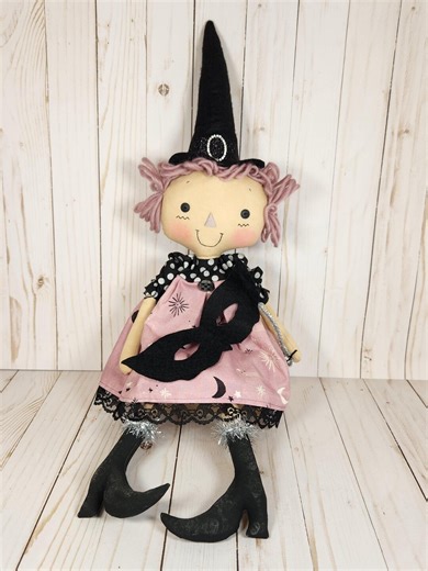 Masquerade Raggedy Ann Witch Doll – Handmade 24" Pastel Halloween Doll, Primitive Witch, Homespun From the Heart Dolls - Etsy
