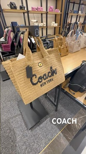 COACH CARGO EMBROIDERED LOGO STRAW TOTE & MORE #macyshandbags #coach #macys