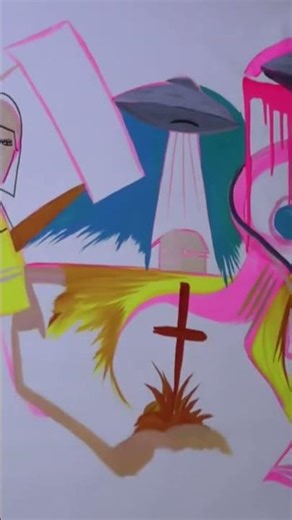 ufo alien painting #acrylicscenery #acrylicpainting #artshorts #acrylic #ufos