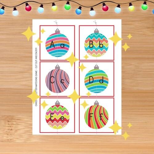 Christmas Ornaments Letter Matching Game - Alphabet Puzzles - Letter Tracing