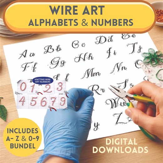 Wire Art Alphabet & Numbers Templates Bundle | A-Z Letters + 0-9 Numbers Printable Knitted Wire Patterns PDF I-cord Craft Templates - Etsy Canada