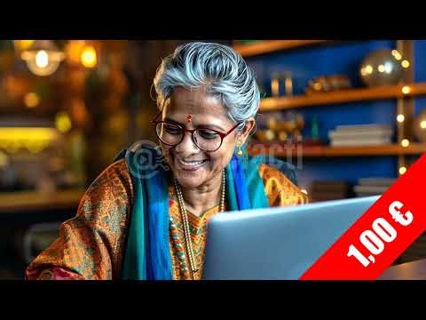 Senior Woman Laptop Shopping Café HD Stock Video