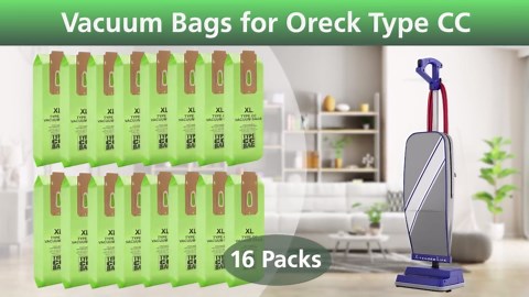 16 Packs Vacuum Bags for Oreck Type CC, Compatible with All Oreck XL Upright Vacuum Cleaner - Replaces Part # CCPK8DW