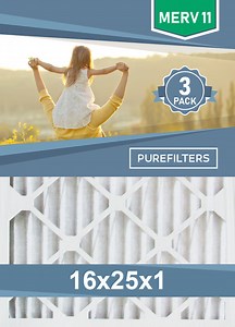 Pleated 16x25x1 Furnace Filters - (3-Pack) - MERV 8, MERV 11 and MERV 13