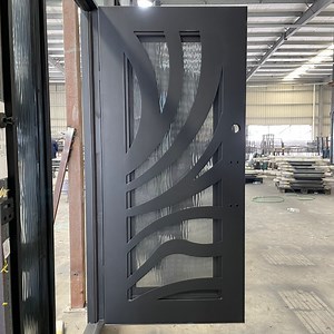 [Hot Item] Laser Cutting Design Metal Steel Wrought Iron Single Door with Openable Glass