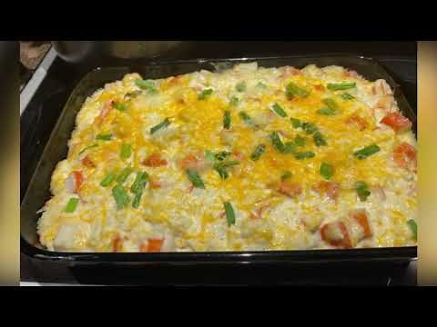 Chinese buffet style: cheesy crab casserole
