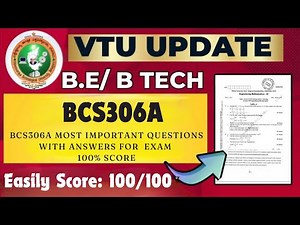 BCS306A Most important Que with Answers VTU Belgaum Updates✪ #vtu #engineering
