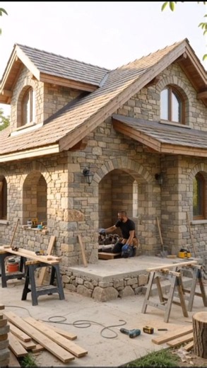 I Built a HUGE Stone House for a Sick Mom Dog & Her 3 Puppies ❤️🐶