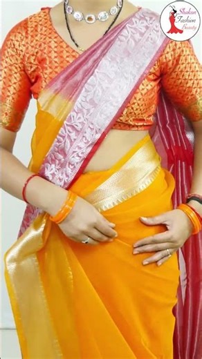 How to create south look latest Orgnaza saree/perfect side &shoulder pleats #saree#drape#fashion