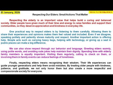 Grade 12 Unit 7 Lessons 8 Writing a report Respecting the elderly إحترام كبار السن