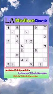 Los Angeles Times Daily #Sudoku 2025-12-19 Medium #puzzle #games #education #braingames