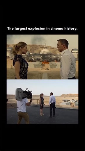 Cinematic World By Ai on Instagram: "This stunt from ‘SPECTRE’ used 8,415 liters (2,223 gallons) of fuel and 33 kilograms (72 pounds) of explosives. It was filmed in a single take and went on to become the largest-ever explosion in cinema history, earning a place in the Guinness Book of World Records. While out in the Moroccan desert, the production crew had to make sure that everyone within a 32-kilometer (20-mile) radius knew to expect loud explosions, so the locations department drove out to