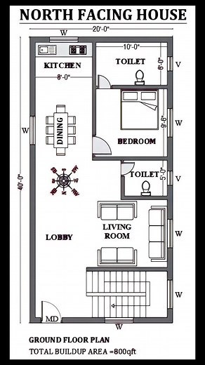 21K views · 42 reactions | 20' x 40' ground floor design | 1bhk home plan |North facing house #homeplan #2dplan #2bhk #house #Newhouse2022 #newhomeplan | VS Home Design | Facebook