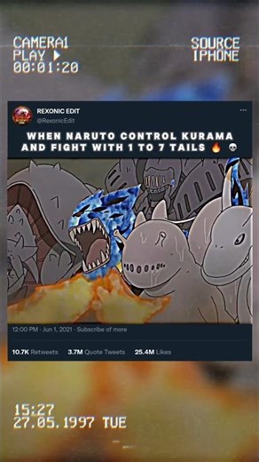 When naruto control kurama and fight with 1 ro 7 tails 🤯