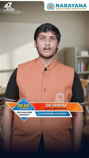 Sai Sri Ram Secures 99.99 Percentile in JEE Main 2026
