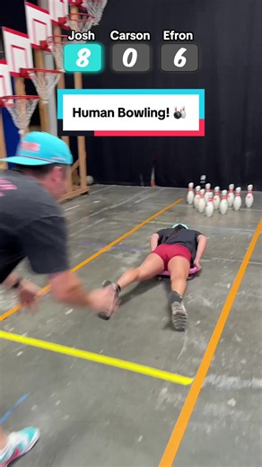 Friends let friends use them as a bowling ball. Right, @brianagaskill24?! 🎳 @Efron @Legendary Shots #srpsports #bowling #challenge