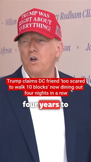 President Donald Trump told reporters a friend who was so scared of crime in Washington DC they were afraid to walk ten blocks and didn't dine out for four years has now been out to dinner four nights in a row thanks to his federal takeover of the capital. | The Independent