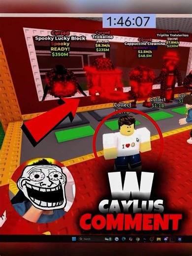 CAYLUS WENT INSANE FARMING AURA ON THE FINAL LUCKY BLOCK 💀🔥#stealabrainrot #roblox