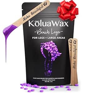 KoluaWax Hard Wax Beads for Hair Removal – Coarse Hair Formula – Face, Brazilian, Underarms, Back Chest, Bikini Waxing – Lavender Bliss, 1lb Refill for Wax Warmers & 10 Large Applicator Sticks