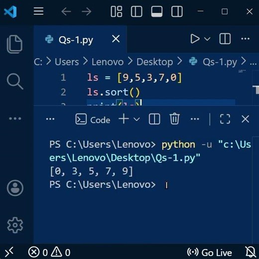 sort in python | Ascending & descending order sorting#python #shorts