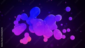 Fluid lava lamp background set for banner, card or UI web design. Colorful gradient mesh bubbles fire red-blue. 60-seconds loop