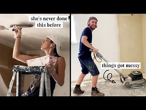 Removing Paint From Concrete Floors and Skim Coating Ceilings | DIY HOME RENOVATION