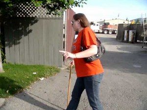 Danielle, with a cane. TAKE 1