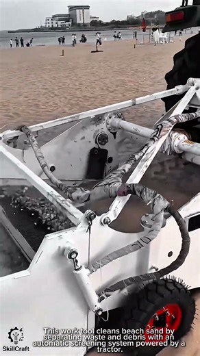 Work tool beach sand cleaner with automatic screening system