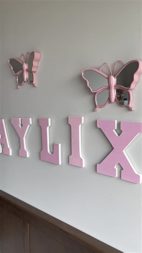 Part 2: Baby Girl’s Name Reveal💕 Please keep all negative comments to yourself. I love it, & thats all that matters🤍 I know some of the letters are crooket, I have to level them out better with command tape.😭 * #diy #babyshower #diycloset #nursery #diynursery #pregnant #pregnancy #babyshower #babyshowergift #babyshowergames #babyshowerideas #babyshowerparty #thankyoubags #thankyougift #genderreveal #genderrevealideas #pregnant #babyshowerdresss #babyshowerinspo #pregnancyjourney #pregnantbell