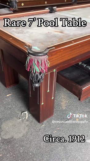 Rare 7’ Brunswick Antique Pool Table. #sequoiabilliardsupply #brunswick #antique #pooltable #billiards #slate #7ft #restoredbysequoiabilliardsupply #redwoodcity #ca #1912