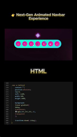 Responsive navbar with glowing hover, glass blur effect.#html #shorts #css #shortsfeed #coding #nav