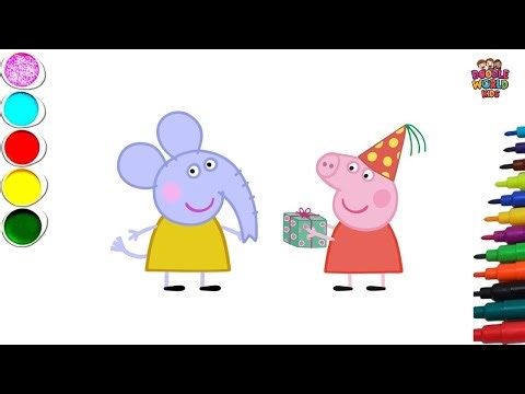 How to Draw Peppa Pig & Emily Elephant 🐷🐘 | Easy Cute Cartoon Drawing for Kids