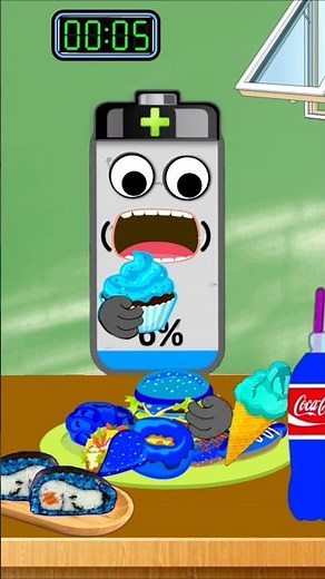 ASMR BLUE Food Mukbang 😱🫐| Mukbang Eating | #asmr #shorts #mukbang #batteryanimation