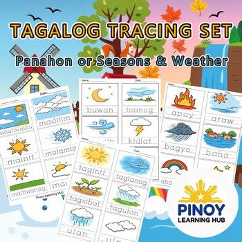 Tagalog Panahon Worksheets | Filipino Weather Tracing PDF Preschool