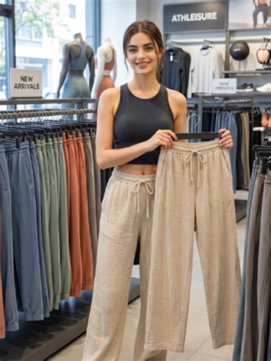 Pantaloni da uomo in lino casual a gamba dritta