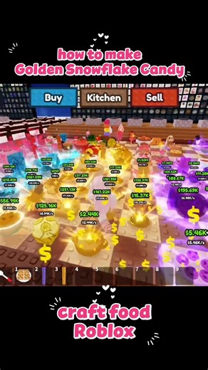 how to make golden snowflake candy on Craft Food Roblox #roblox #craftfood