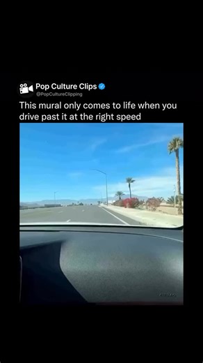 Underrated Ai Clips on Instagram: "🌵 On an overpass in Indio, an ordinary commute turns into something unexpectedly magical. Painted along the Fred Waring Drive bridge, Liberation is a 600-foot kinetic mural by artist Hervey Garcia that uses motion itself as part of the artwork. When viewed while standing still, the silhouettes look abstract and fragmented, like scattered shapes stretched across concrete. Everything changes once cars begin to pass by at around 35 to 45 miles per hour. Using a z