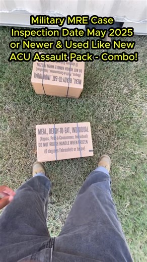📦🎒 military MRE case (certified inspection date may 2025 or newer) & used like new ACU assault pack – combo! Get mission-ready with this powerful combo built for performance and preparedness: ✅ 1 military MRE case – 12 complete meals with entrees, snacks, drinks, and heaters (inspection date May 2025 or newer) ✅ 1 ACU assault pack – genuine military issue, used like new condition with plenty of storage and MOLLE webbing Perfect for emergency kits, bug-out bags, camping trips, or tactical loado
