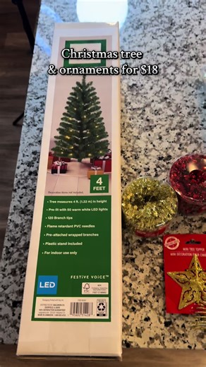 Grab this Christmas 🎄 tree from @Walgreens for $10 and grab $8 worth of ornaments and a tree skirt from @Dollar Tree Happy Holidays! #christmastree #walgreens #dollartree #dollartreefinds #christmasdecor