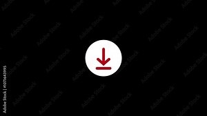 Download button icon. Download stroke icon animation. Download arrow animation. Bouncing up and down red arrow animation. File downloading concept. Stock Video