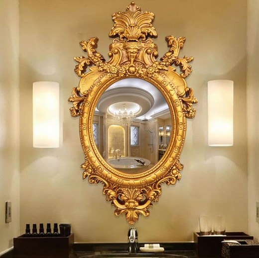 Gold Ornate Oval Wall Mirror French Baroque Rococo Style Vanity Hollywood Regency Glam Decor - Etsy