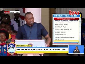 Pastor T Mwangi dedicates graduates to the Lord during the 28th MKU graduation