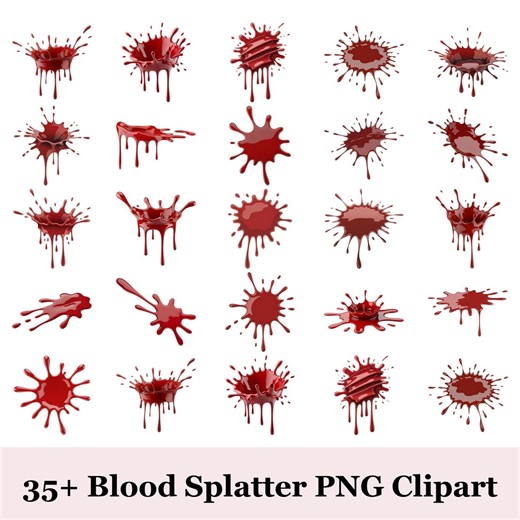 Blood Splatter PNG Clipart 35+ | Realistic Red Splatter Graphics | Horror Halloween Bloody PNG | Grunge Texture Clipart Commercial Use - Etsy